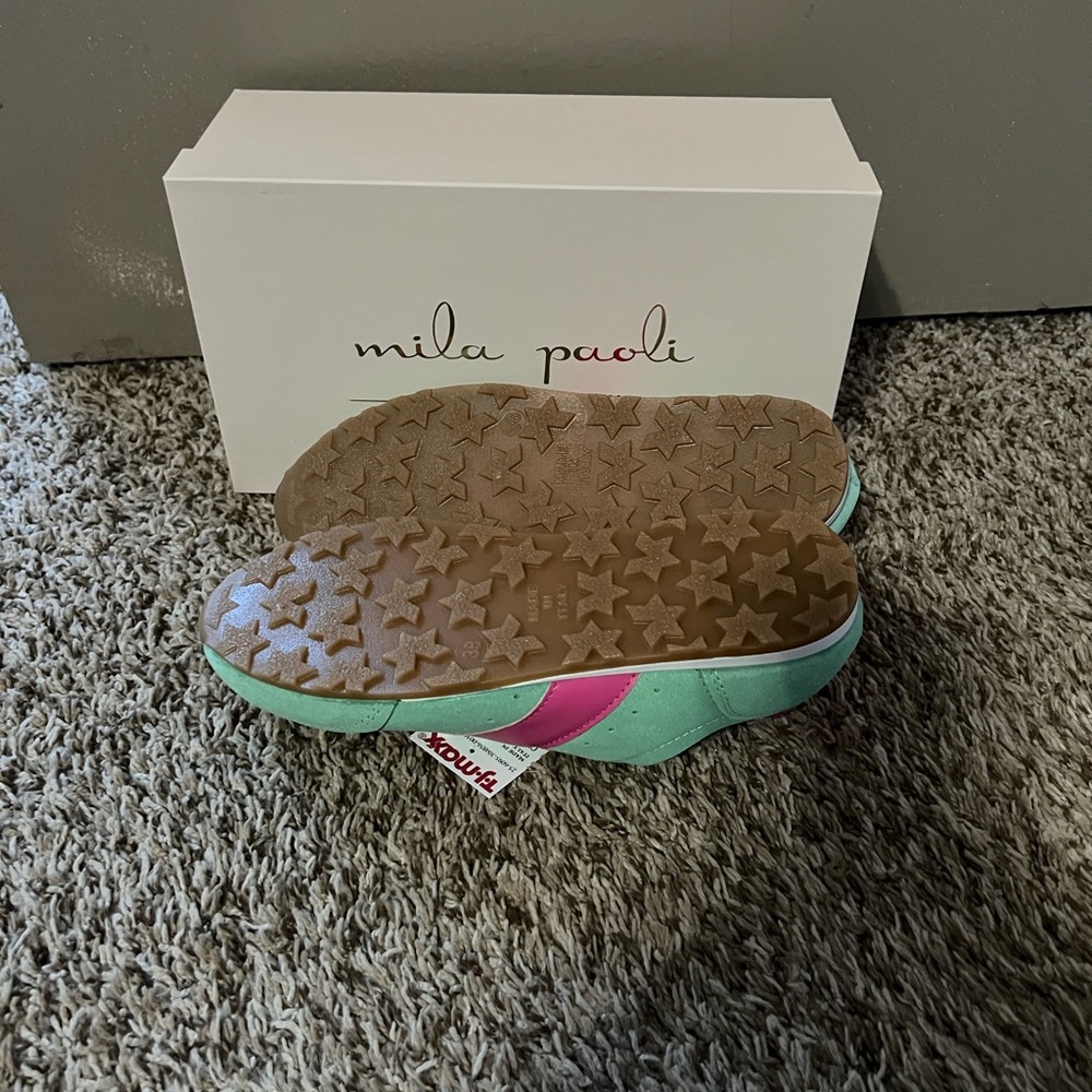 Mila Paoli Aqua and Fuchsia Sneakers - 9 - Picture 6 of 7
